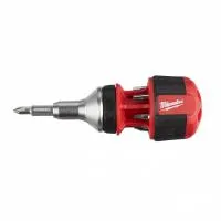 Отвертка универсальная короткая с трещоткой 8 в 1 Milwaukee купить в Минске