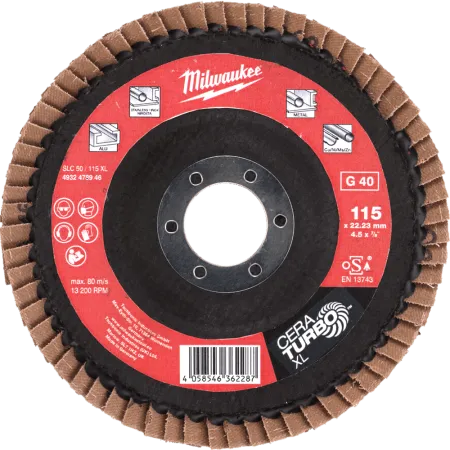 Диск лепестковый FLAP DISC XL SLC50 115 мм, зерно 40 Milwaukee купить в Минске