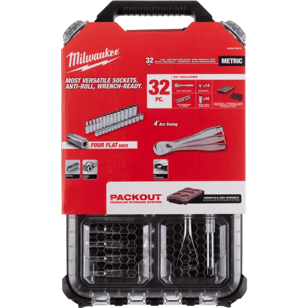 Набор головок метрических с трещоткой 3/8" в органайзере PACKOUT Milwaukee купить в Минске