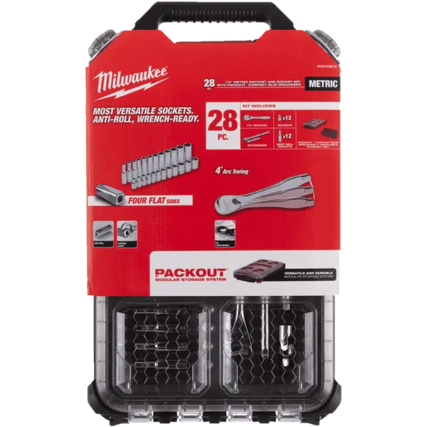 Набор головок метрических с трещоткой 1/4" в органайзере PACKOUT Milwaukee купить в Минске