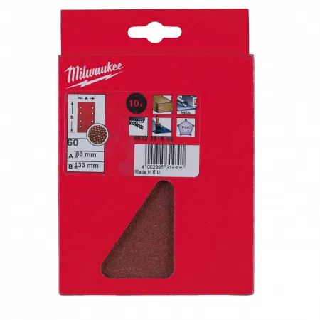 Шлифовальная бумага для орбитальных шлифмашин: 80 х 133 мм зерно 180 - 10 шт Milwaukee купить в Минске