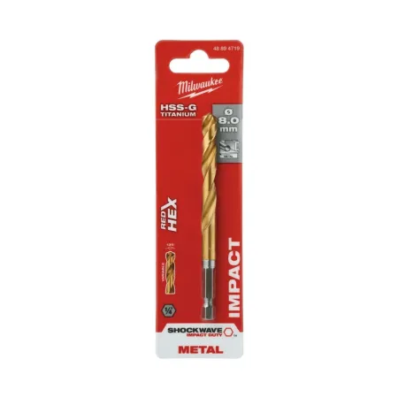 Сверла по металлу Shockwave HSS-G TiN Red Hex 8 mm - 1 шт Milwaukee купить в Минске