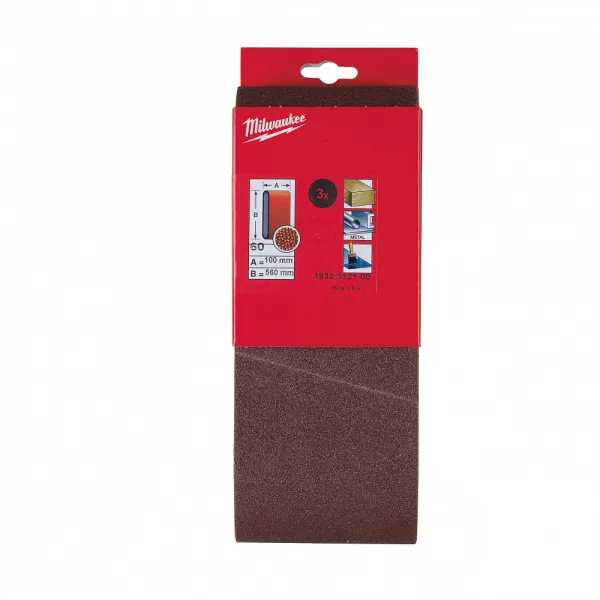 Шлифовальная лента - 100 х 560 мм зерно 60 - 3 шт Milwaukee купить в Минске