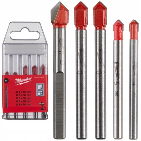 Набор сверл по стеклу и плитке GENII 4/5/6/6/8мм (5 шт) Milwaukee купить в Минске