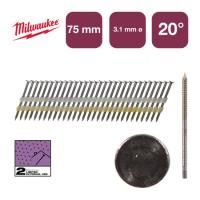 Гвозди гальванизированные, оцинкованный с кольцевой накаткой и круглой головкой 20°/75/3.1 мм для M18 FFN21 (1750 шт.) (замена для 4932479952) (замена для 4932479954) Milwaukee купить в Минске