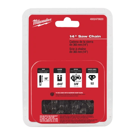 Цепь для пилы 35 см, 3/8''x1.1, 52 звена Milwaukee купить в Минске