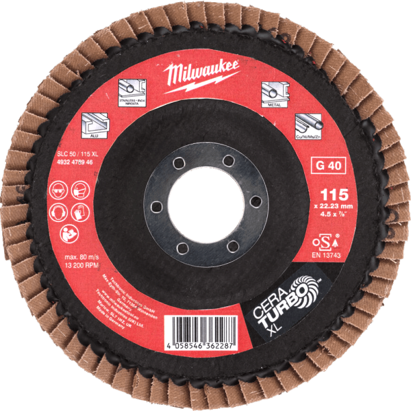 Диск лепестковый FLAP DISC XL SLC50 115 мм, зерно 40 Milwaukee купить в Минске