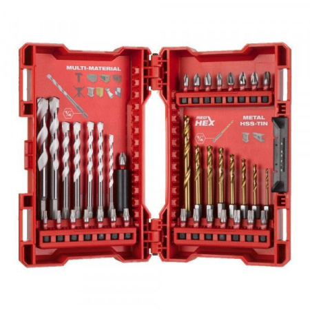 Набор бит и сверл по металлу и мультиматериалам SHOCKWAVE RED HEX + MULTIMATERIAL Milwaukee купить в Минске