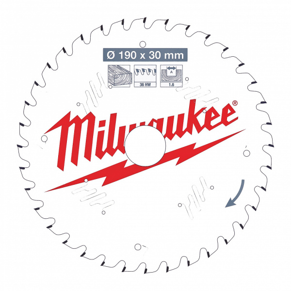 Пильные диски для ручных циркулярных пил CSB P W 190 x 30 x 1,6 x 36ATB Milwaukee купить в Минске