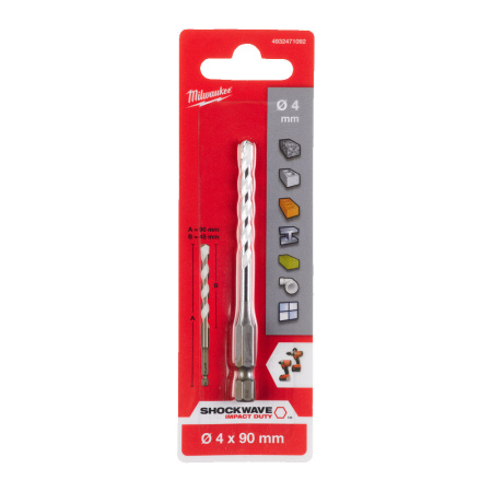 Сверло по мультиматериалам HEX 4 x 90 мм Milwaukee купить в Минске