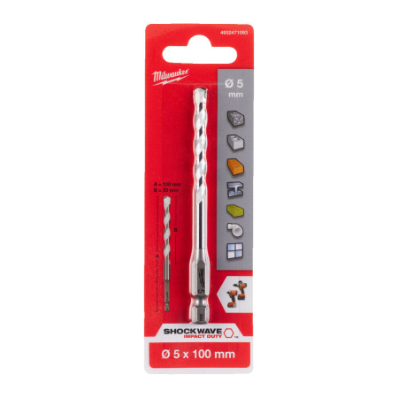 Сверло по мультиматериалам HEX 5 x 100 мм Milwaukee купить в Минске