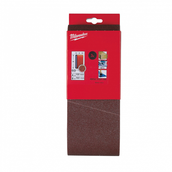 Шлифовальная лента - 100 х 560 мм зерно 60 - 3 шт Milwaukee купить в Минске