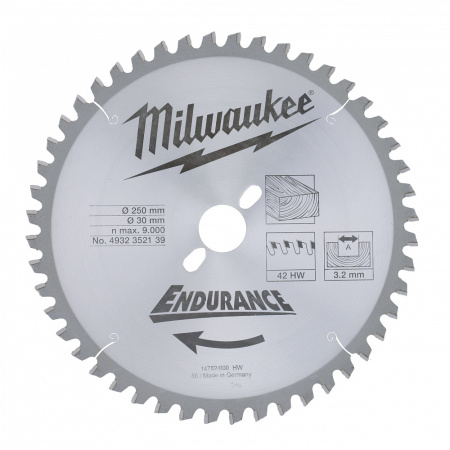 Диски для торцовочной пилы WCSB 250 x 30 x 48 - 1 шт Milwaukee купить в Минске
