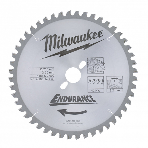 Пильный диск 250/30 24 зуба Milwaukee купить в Минске
