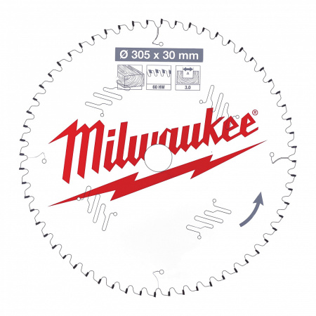 Пильные диски для торцовочных пил CSB MS W 305 x 30 x 3,0 x 60ATB neg. Milwaukee купить в Минске