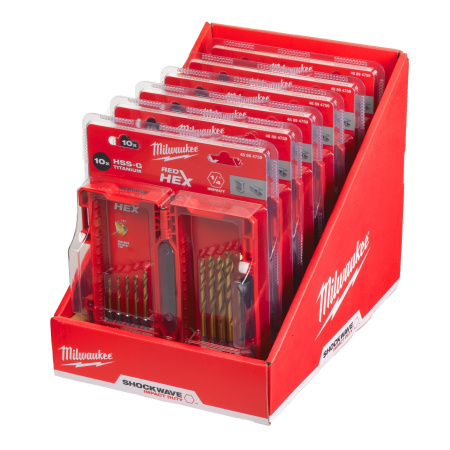 Набор сверл по металлу с хвостовиком 1/4'' Hex RED HEX HSS-TiN (10 шт) (3-10мм) (замена для 48894759) Milwaukee купить в Минске